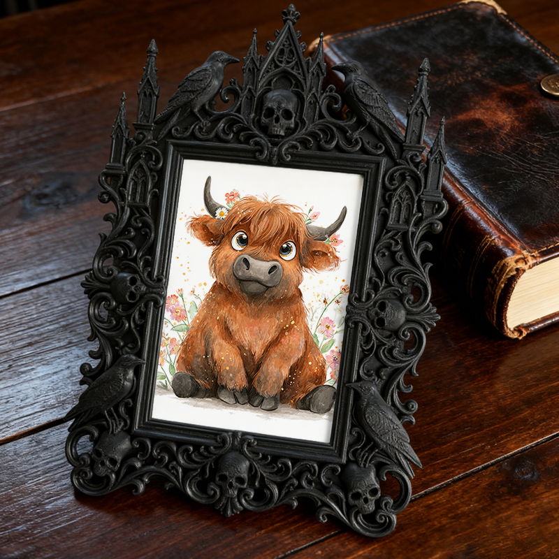 Rebellious Gothic Dark-style Photo Frame | Gothic Body Piercing Studio Decor, Photo Ornament, Wall-mountable & Tabletop, Industrial Frame