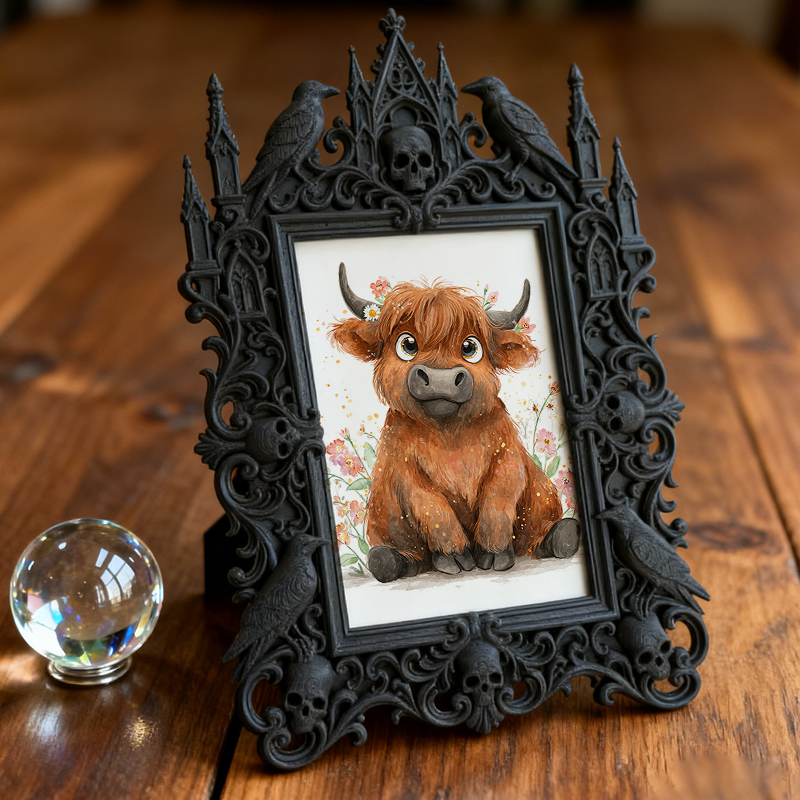 Rebellious Gothic Dark-style Photo Frame | Gothic Body Piercing Studio Decor, Photo Ornament, Wall-mountable & Tabletop, Industrial Frame