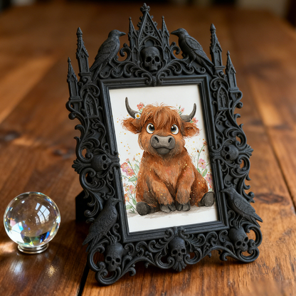 Rebellious Gothic Dark-style Photo Frame | Gothic Body Piercing Studio Decor, Photo Ornament, Wall-mountable & Tabletop, Industrial Frame
