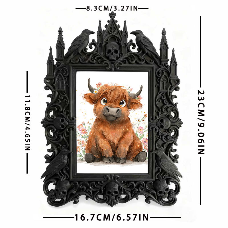 Rebellious Gothic Dark-style Photo Frame | Gothic Body Piercing Studio Decor, Photo Ornament, Wall-mountable & Tabletop, Industrial Frame