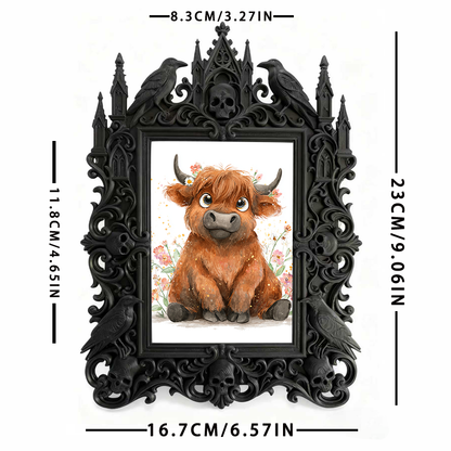 Rebellious Gothic Dark-style Photo Frame | Gothic Body Piercing Studio Decor, Photo Ornament, Wall-mountable & Tabletop, Industrial Frame