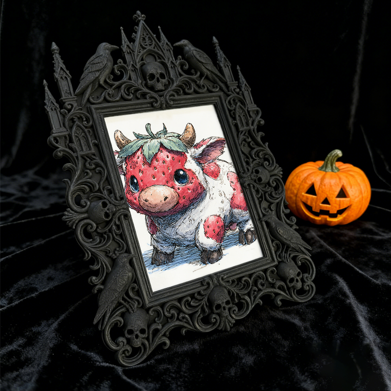 Sophisticated Gothic Dark-style Photo Frame | Ghost-themed Bed & Breakfast Lobby Decor, Photo Ornament, Wall/Table Dual-use, Cozy Frame