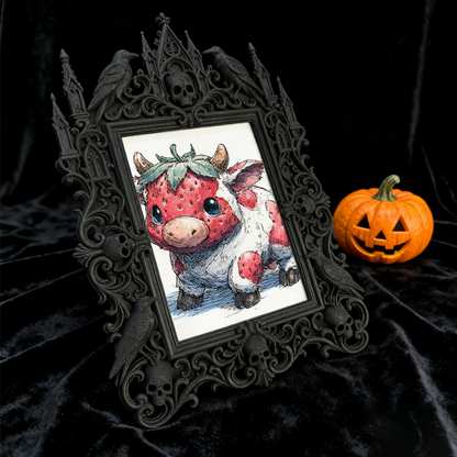Sophisticated Gothic Dark-style Photo Frame | Ghost-themed Bed & Breakfast Lobby Decor, Photo Ornament, Wall/Table Dual-use, Cozy Frame