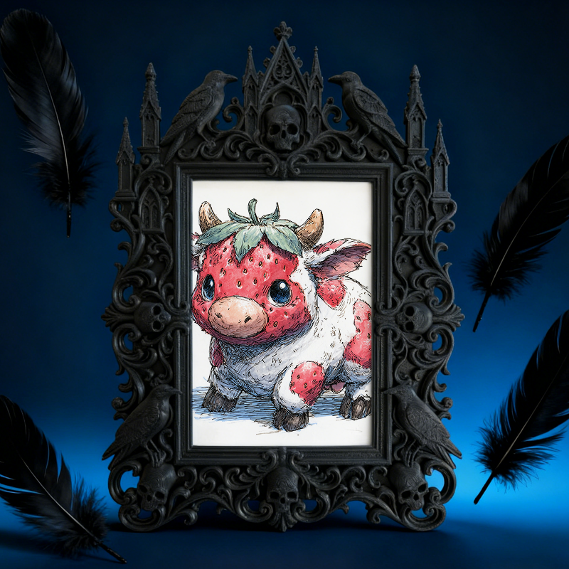 Sophisticated Gothic Dark-style Photo Frame | Ghost-themed Bed & Breakfast Lobby Decor, Photo Ornament, Wall/Table Dual-use, Cozy Frame