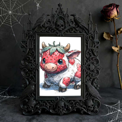 Sophisticated Gothic Dark-style Photo Frame | Ghost-themed Bed & Breakfast Lobby Decor, Photo Ornament, Wall/Table Dual-use, Cozy Frame