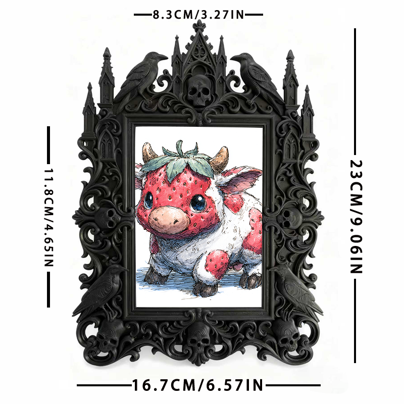 Sophisticated Gothic Dark-style Photo Frame | Ghost-themed Bed & Breakfast Lobby Decor, Photo Ornament, Wall/Table Dual-use, Cozy Frame