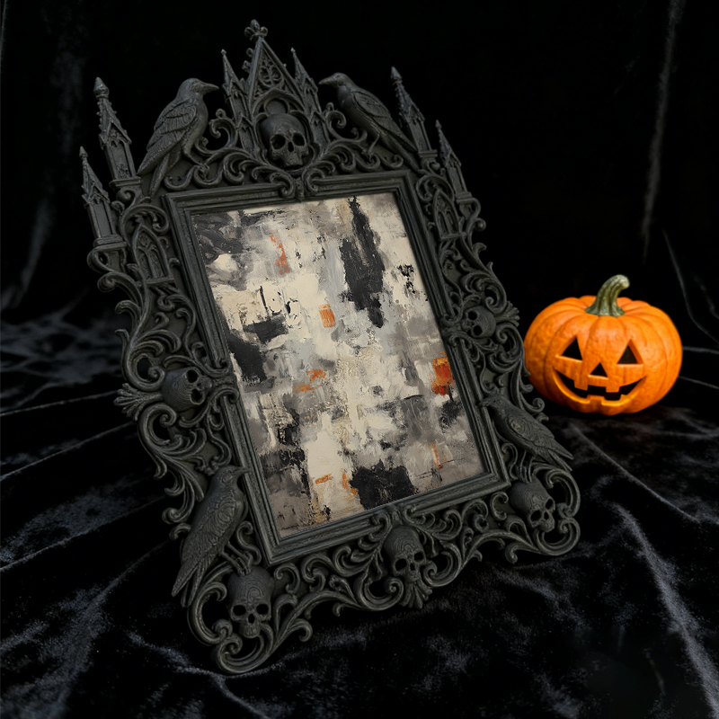 Collector’s Gothic Dark-style Photo Frame | Dark Fantasy Dice Collection Shop Decor, Photo Ornament, Wall-mountable & Tabletop, Collectible 
