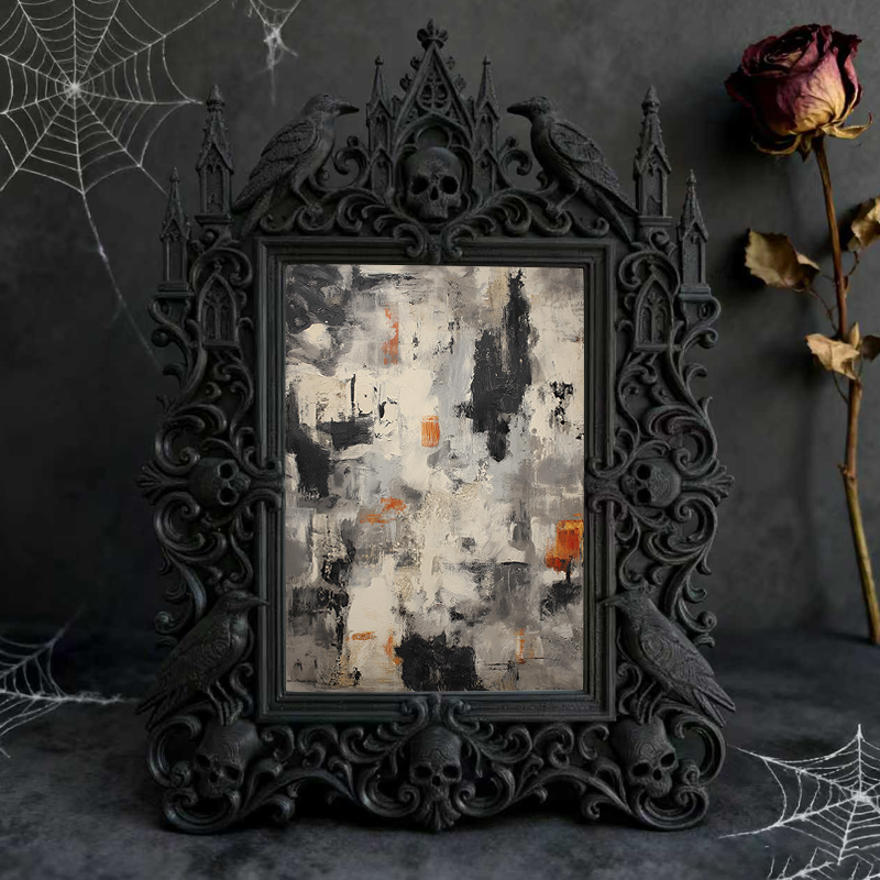 Collector’s Gothic Dark-style Photo Frame | Dark Fantasy Dice Collection Shop Decor, Photo Ornament, Wall-mountable & Tabletop, Collectible 