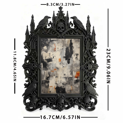 Collector’s Gothic Dark-style Photo Frame | Dark Fantasy Dice Collection Shop Decor, Photo Ornament, Wall-mountable & Tabletop, Collectible 
