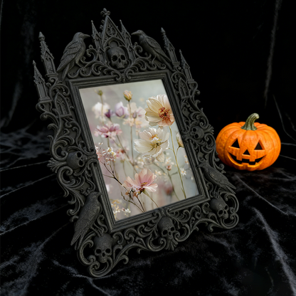 Artisanal Gothic Dark-style Photo Frame | Witchy Tarot Bag Craft Shop Decor, Photo Ornament, Wall-mountable & Tabletop, Frosted Frame