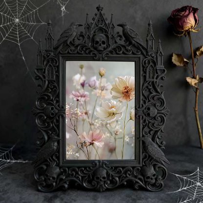 Artisanal Gothic Dark-style Photo Frame | Witchy Tarot Bag Craft Shop Decor, Photo Ornament, Wall-mountable & Tabletop, Frosted Frame