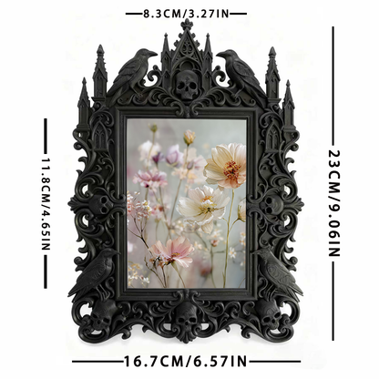 Artisanal Gothic Dark-style Photo Frame | Witchy Tarot Bag Craft Shop Decor, Photo Ornament, Wall-mountable & Tabletop, Frosted Frame