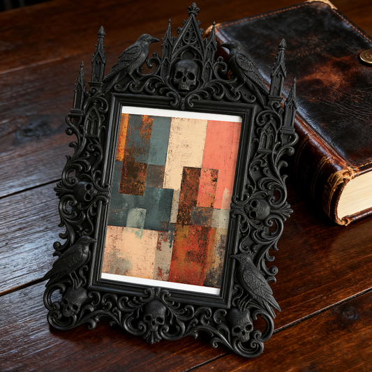 Sophisticated Gothic Dark-style Photo Frame | Horror Movie Memorabilia Shop Decor, Photo Ornament, Wall-mountable & Tabletop, Display-grade 