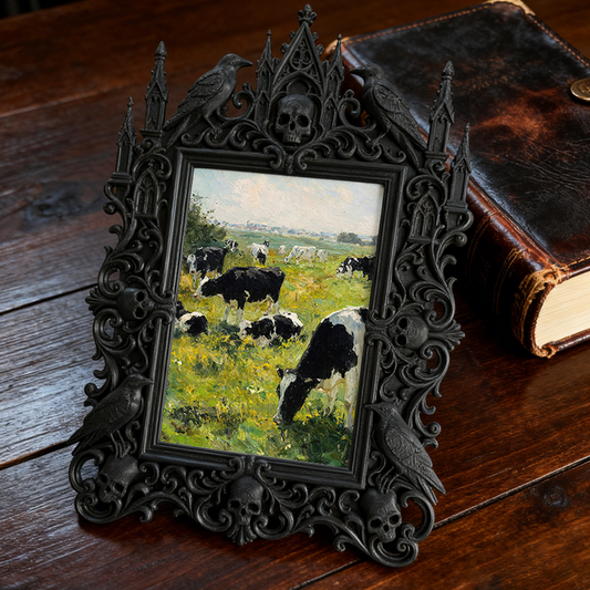 Collector’s Gothic Dark-style Photo Frame | Vampire-themed Whiskey Bar Decor, Photo Ornament, Dual-use Display, Luxe Plastic Frame
