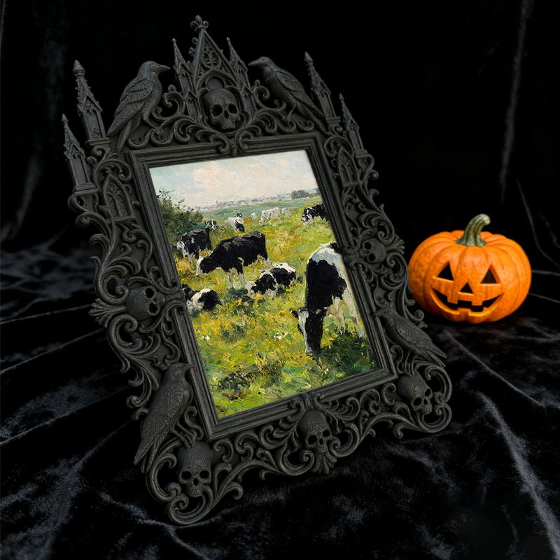 Collector’s Gothic Dark-style Photo Frame | Vampire-themed Whiskey Bar Decor, Photo Ornament, Dual-use Display, Luxe Plastic Frame