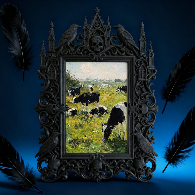 Collector’s Gothic Dark-style Photo Frame | Vampire-themed Whiskey Bar Decor, Photo Ornament, Dual-use Display, Luxe Plastic Frame
