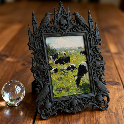 Collector’s Gothic Dark-style Photo Frame | Vampire-themed Whiskey Bar Decor, Photo Ornament, Dual-use Display, Luxe Plastic Frame