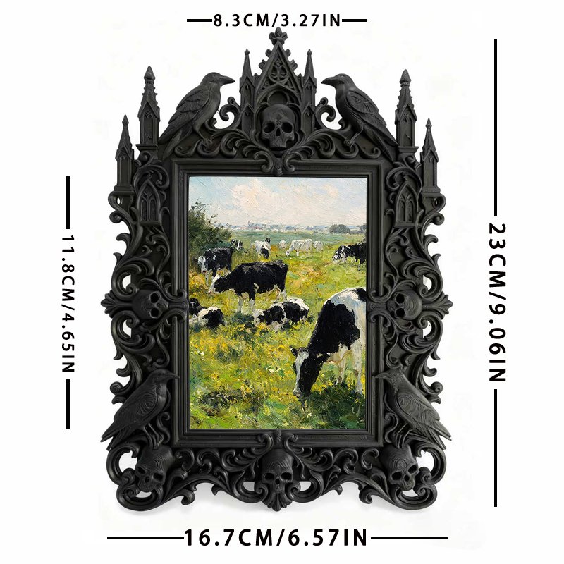 Collector’s Gothic Dark-style Photo Frame | Vampire-themed Whiskey Bar Decor, Photo Ornament, Dual-use Display, Luxe Plastic Frame