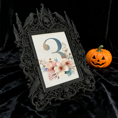 Edgy Gothic Dark-style Photo Frame | Dark Dried Botanical Shop Decor, Photo Ornament, Wall-mountable & Tabletop, Natural Frame