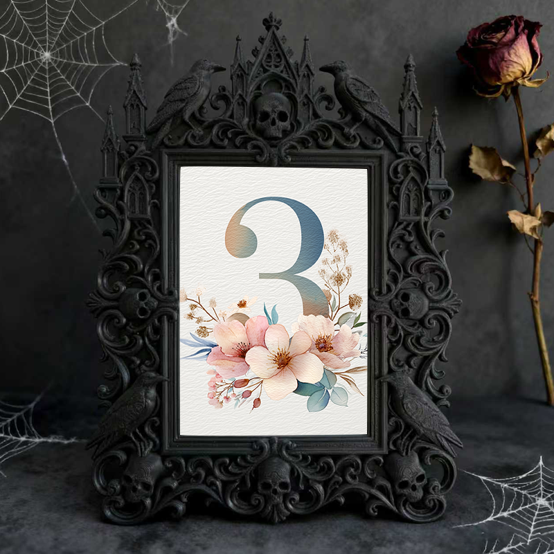Edgy Gothic Dark-style Photo Frame | Dark Dried Botanical Shop Decor, Photo Ornament, Wall-mountable & Tabletop, Natural Frame