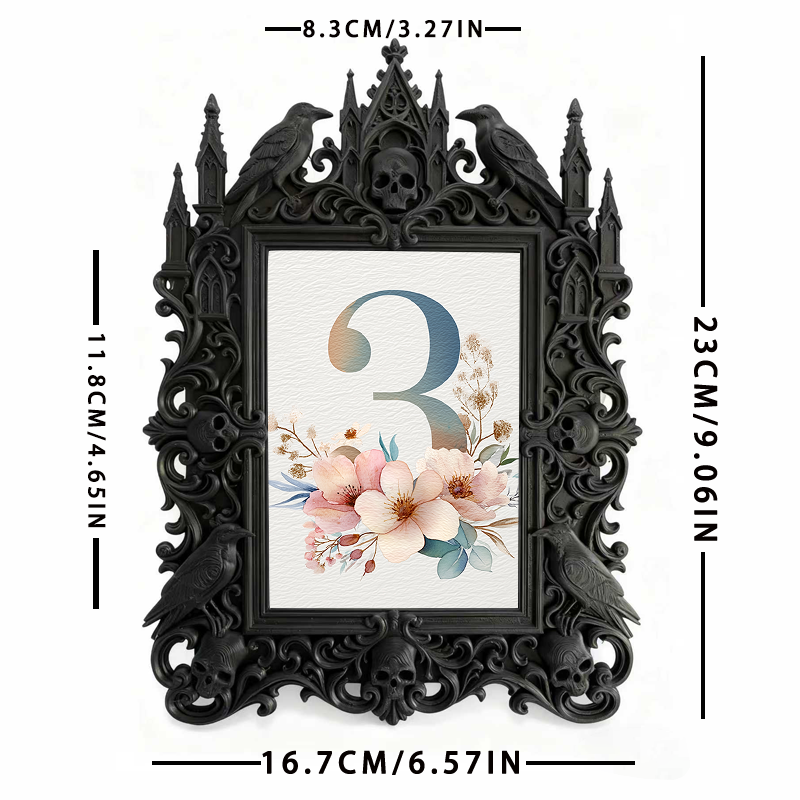 Edgy Gothic Dark-style Photo Frame | Dark Dried Botanical Shop Decor, Photo Ornament, Wall-mountable & Tabletop, Natural Frame