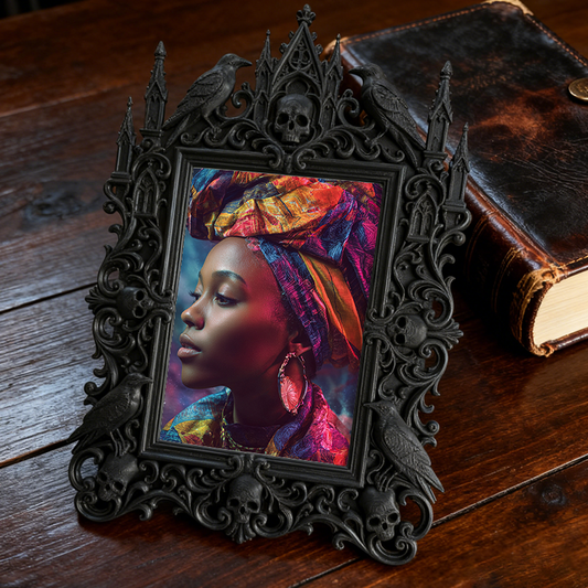 Artisanal Gothic Dark-style Photo Frame | Witchy Spell Candle Shop Decor, Photo Ornament, Dual-use Display, Sturdy Frame