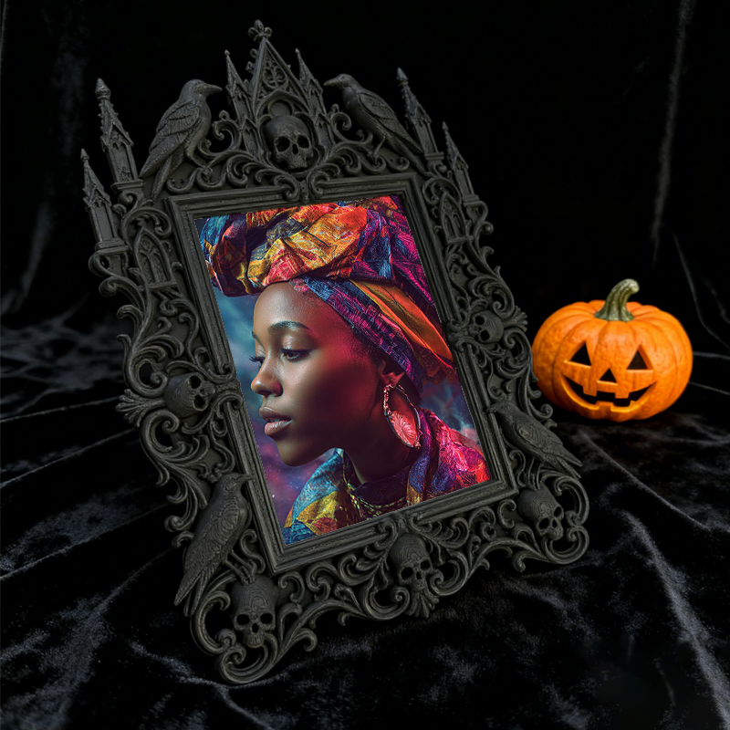 Artisanal Gothic Dark-style Photo Frame | Witchy Spell Candle Shop Decor, Photo Ornament, Dual-use Display, Sturdy Frame
