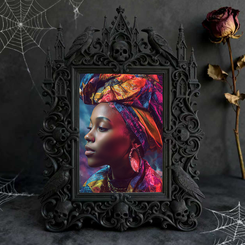 Artisanal Gothic Dark-style Photo Frame | Witchy Spell Candle Shop Decor, Photo Ornament, Dual-use Display, Sturdy Frame