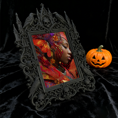 Rebellious Gothic Dark-style Photo Frame | Gothic Pet Bandana Handmade Shop Decor, Photo Ornament, Wall-mountable & Tabletop, Cute Frame