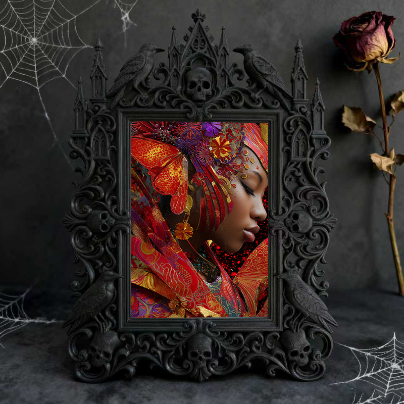 Rebellious Gothic Dark-style Photo Frame | Gothic Pet Bandana Handmade Shop Decor, Photo Ornament, Wall-mountable & Tabletop, Cute Frame