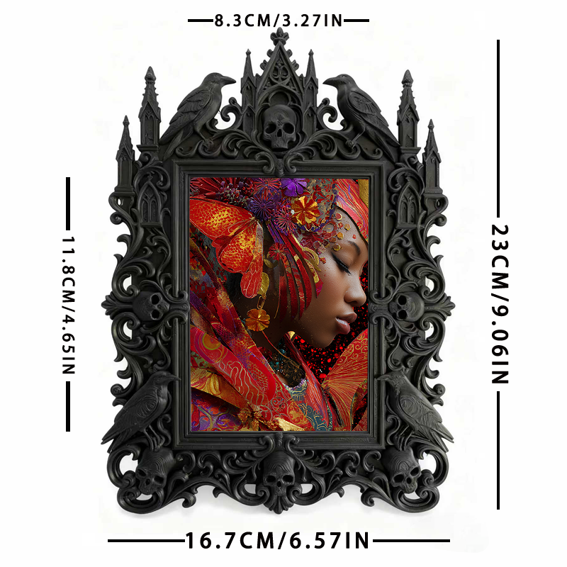 Rebellious Gothic Dark-style Photo Frame | Gothic Pet Bandana Handmade Shop Decor, Photo Ornament, Wall-mountable & Tabletop, Cute Frame