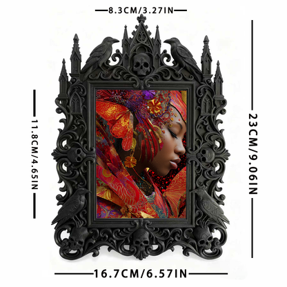 Rebellious Gothic Dark-style Photo Frame | Gothic Pet Bandana Handmade Shop Decor, Photo Ornament, Wall-mountable & Tabletop, Cute Frame