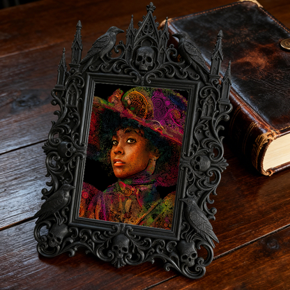 Sophisticated Gothic Dark-style Photo Frame | Haunted House Ticket Booth Decor, Photo Ornament, Wall/Table Dual-use, Durable Frame