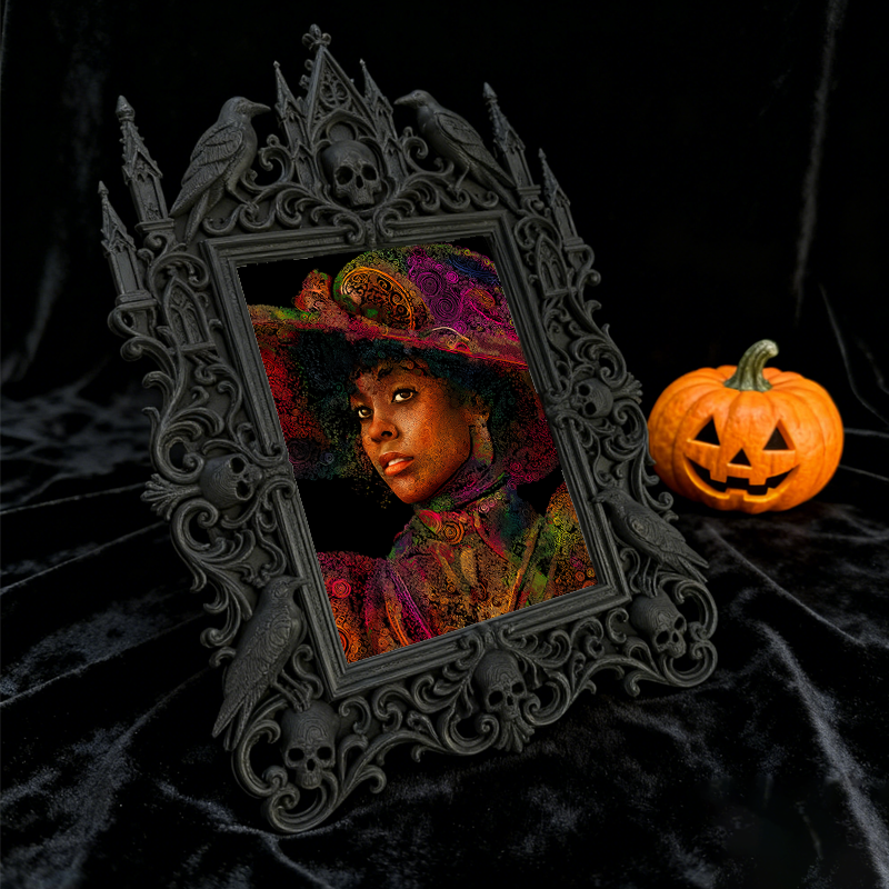 Sophisticated Gothic Dark-style Photo Frame | Haunted House Ticket Booth Decor, Photo Ornament, Wall/Table Dual-use, Durable Frame