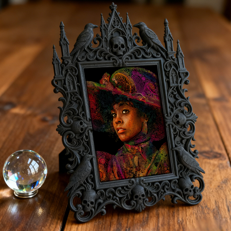 Sophisticated Gothic Dark-style Photo Frame | Haunted House Ticket Booth Decor, Photo Ornament, Wall/Table Dual-use, Durable Frame