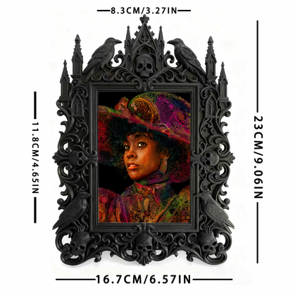 Sophisticated Gothic Dark-style Photo Frame | Haunted House Ticket Booth Decor, Photo Ornament, Wall/Table Dual-use, Durable Frame