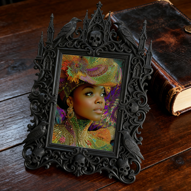 Collector’s Gothic Dark-style Photo Frame | Dark Fantasy Leather Quiver Shop Decor, Photo Ornament, Wall-mountable & Tabletop, Vintage Frame