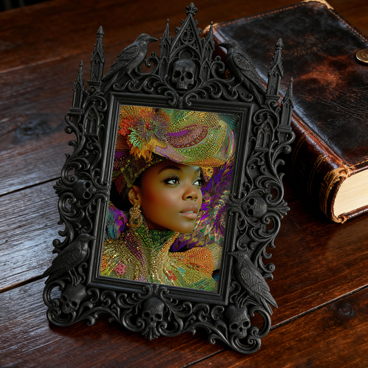 Collector’s Gothic Dark-style Photo Frame | Dark Fantasy Leather Quiver Shop Decor, Photo Ornament, Wall-mountable & Tabletop, Vintage Frame