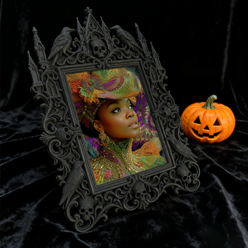 Collector’s Gothic Dark-style Photo Frame | Dark Fantasy Leather Quiver Shop Decor, Photo Ornament, Wall-mountable & Tabletop, Vintage Frame