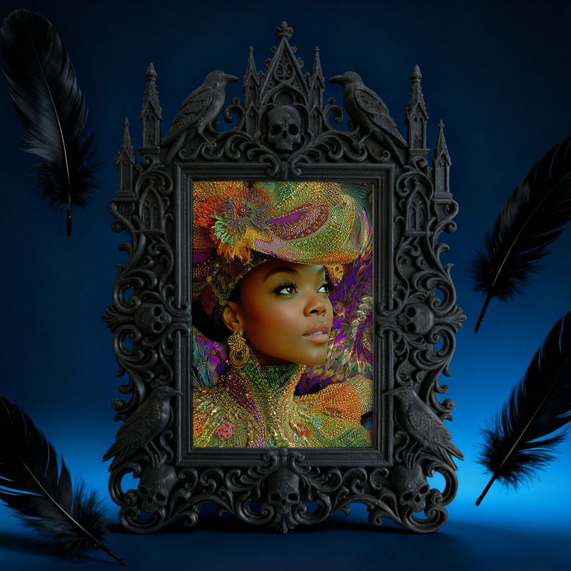 Collector’s Gothic Dark-style Photo Frame | Dark Fantasy Leather Quiver Shop Decor, Photo Ornament, Wall-mountable & Tabletop, Vintage Frame