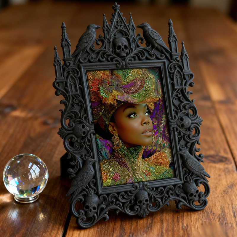Collector’s Gothic Dark-style Photo Frame | Dark Fantasy Leather Quiver Shop Decor, Photo Ornament, Wall-mountable & Tabletop, Vintage Frame