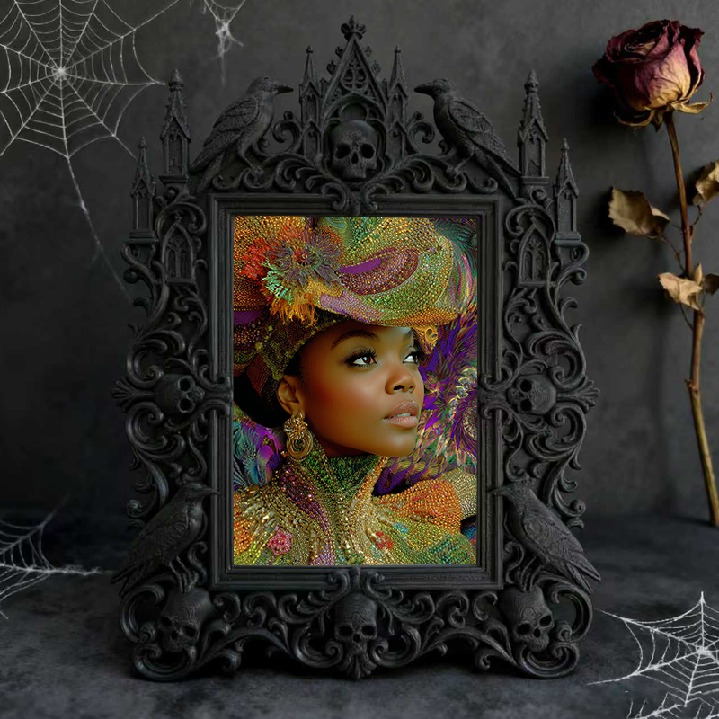 Collector’s Gothic Dark-style Photo Frame | Dark Fantasy Leather Quiver Shop Decor, Photo Ornament, Wall-mountable & Tabletop, Vintage Frame