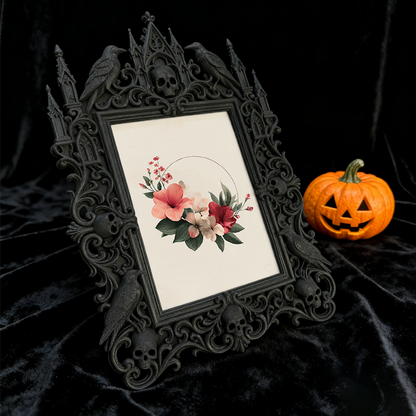 Artisanal Gothic Dark-style Photo Frame | Witchy Lunar Calendar Shop Decor, Photo Ornament, Wall-mountable & Tabletop, Celestial Frame