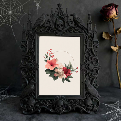 Artisanal Gothic Dark-style Photo Frame | Witchy Lunar Calendar Shop Decor, Photo Ornament, Wall-mountable & Tabletop, Celestial Frame