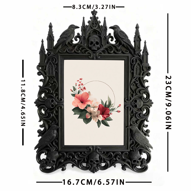 Artisanal Gothic Dark-style Photo Frame | Witchy Lunar Calendar Shop Decor, Photo Ornament, Wall-mountable & Tabletop, Celestial Frame