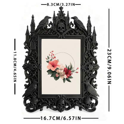 Artisanal Gothic Dark-style Photo Frame | Witchy Lunar Calendar Shop Decor, Photo Ornament, Wall-mountable & Tabletop, Celestial Frame