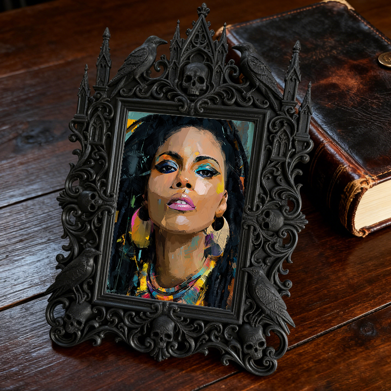 Sophisticated Gothic Dark-style Photo Frame | Horror Themed Candy Shop Decor, Photo Ornament, Wall-mountable & Tabletop, Food-safe Frame