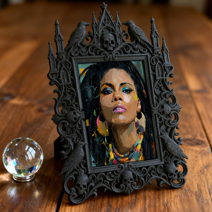 Sophisticated Gothic Dark-style Photo Frame | Horror Themed Candy Shop Decor, Photo Ornament, Wall-mountable & Tabletop, Food-safe Frame
