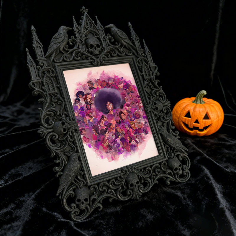 Edgy Gothic Dark-style Photo Frame | Dark Academia Letterpress Studio Decor, Photo Ornament, Wall-mountable & Tabletop, Study-friendly Frame