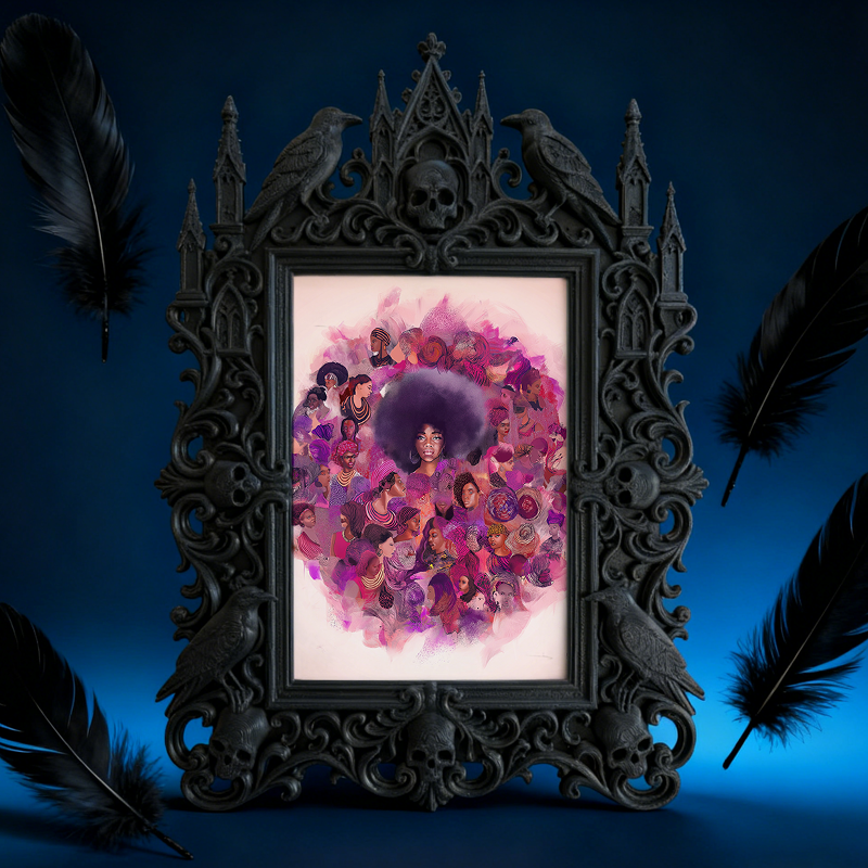 Edgy Gothic Dark-style Photo Frame | Dark Academia Letterpress Studio Decor, Photo Ornament, Wall-mountable & Tabletop, Study-friendly Frame